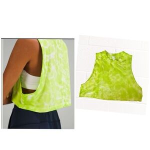 Lululemon All Yours Cropped Cotton Tank Top *Tie Dye, Lime Green Size 2